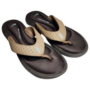 Nike Comfort Cushioned Footbed Flip Flops Thong Sandals Women's Size 9 Beige